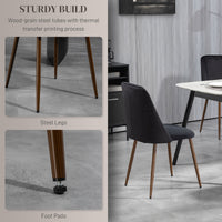 Upholstered Dining Chairs Set of 4, Velvet Accent Chair with Back and Wood-grain Steel Leg for Kitchen, Black