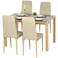 3-Piece Rectangular Glass Kitchen Table and Chairs with Metal Frame and Faux Leather Upholstery for Dining Room