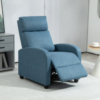 Fabric Recliner Chair Manual Home Theater Seating Single Reclining Sofa Chair with Padded Seat for Living Room, Blue