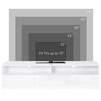 LED Lighted TV Stand for TVs up to 75", Modern TV Cabinet with Storage Drawers for Living Room, High Gloss White