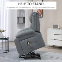 Lift Chair for Seniors, PU Leather Upholstered Electric Recliner Chair with Remote, Side Pockets, Quick Assembly, Grey