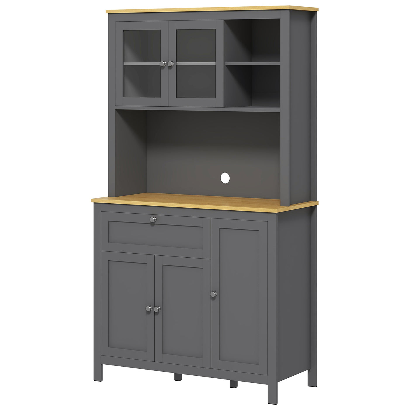 5-Door Kitchen Pantry Cabinet, Freestanding Storage Cabinet Cupboard with Adjustable Shelves, 71"
