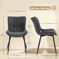 Dining Chairs Set of 4, PU Leather Upholstered Kitchen Chairs with Backrest and Steel Legs, Black