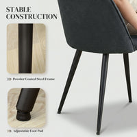 Set of 4 Modern Dining Chairs, Velvet Upholstered Kitchen Chairs with Steel Legs for Living Room, Dark Grey