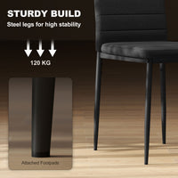 High Back Dining Chairs, Modern Upholstered Linen Fabric Accent Chairs with Metal Legs for Kitchen, Set of 6, Black