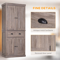 Long Standing Kitchen Cabinet w/ 2 Drawers MDF Board, Wood Grain