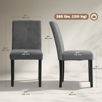 Modern Dining Chairs Set of 4, Kitchen Chairs with Rubberwood Legs and Padded Seat, Dark Grey