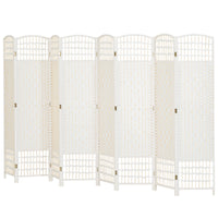 8 Panel Folding Room Divider, Portable Privacy Screen, Wave Fiber Room Partition for Home Office, White