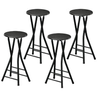 Set of 4 Foldable Barstools, Counter Height Bar Stools with Footrest and Steel Legs for Kitchen Island, Black
