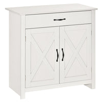Farmhouse Sideboard Buffet Cabinet, Storage Cabinet with Barn Doors, Distressed White