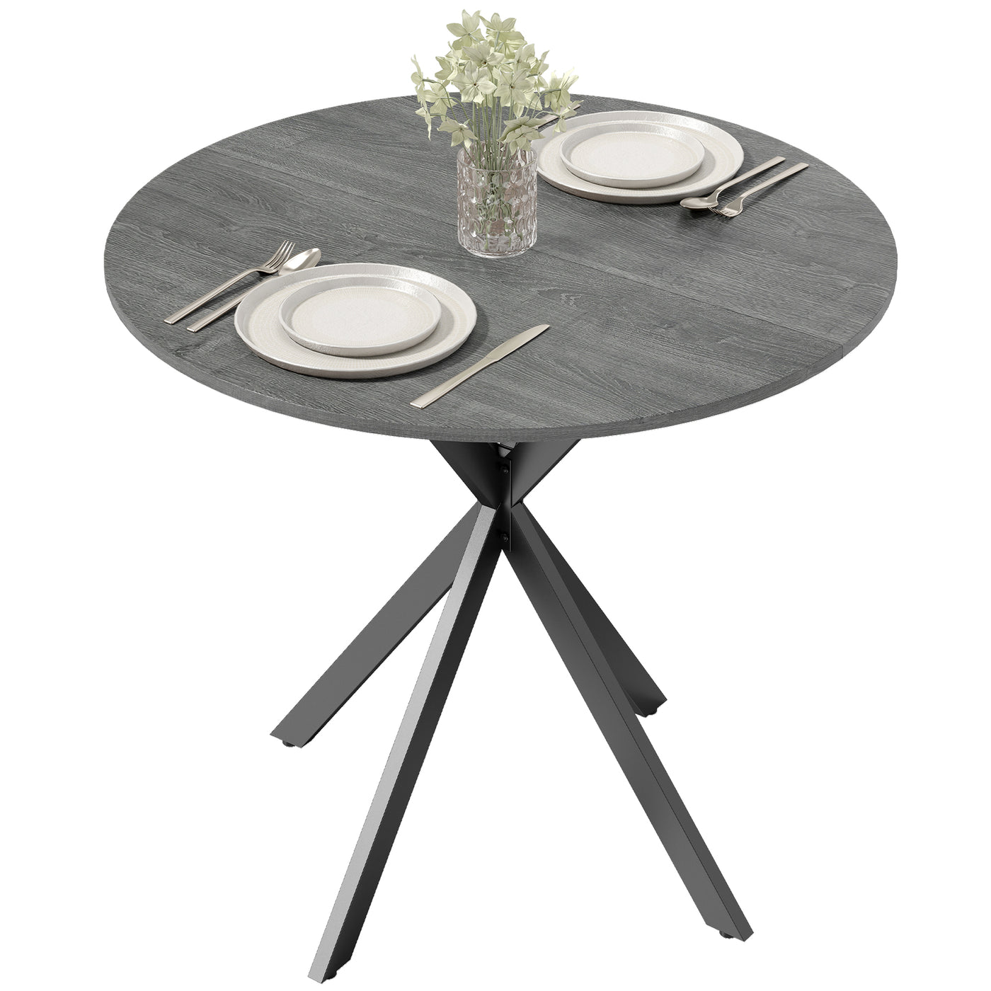 31.5" Industrial Round Dining Table - Distressed Grey