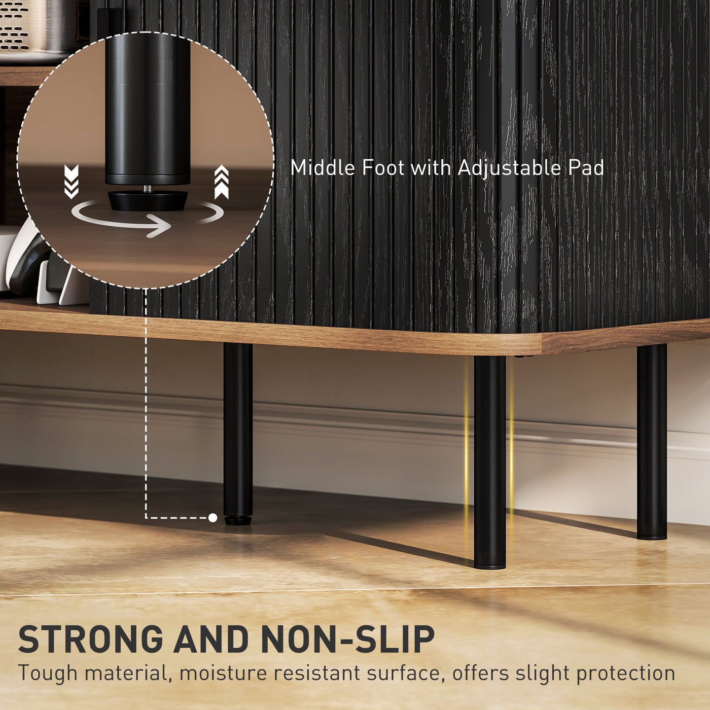 TV Stand Cabinet for TVs up to 55 Inches, TV Unit with Storage Shelves and Cabinets for Living Room, Black