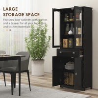 63" 4-Door Kitchen Pantry Cabinet, Freestanding Storage Cabinet Cupboard with Adjustable Shelves, Black