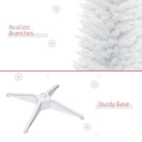 7' Pencil Christmas Tree, Slim Artificial Xmas Tree with Realistic Branches, Sturdy Metal Stand, White