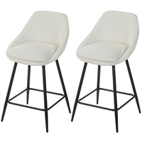 26" Counter Height Barstools Set of 2, Upholstered Swivel Bar Stools with Backrests and Armrests, Cream White