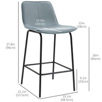 Bar Stools Set of 2, Upholstered Counter Height Bar Chairs, Kitchen Stools with Steel Legs
