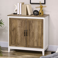 Farmhouse Sideboard, Storage Cabinet with 2 Doors and Shelves Kitchen, Living room, 30.9" x 15.4" x 30.9", Dark Oak