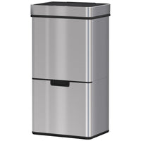 Sensor Trash Can, 19 Gallon Stainless Steel Kitchen Garbage Can with 3 Compartments, Removable Inner Buckets, Silver