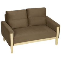 53" Loveseat Sofa, Small 2 Seater Couch with Solid Wood Legs, Modern Velvet Sofa for Living Room, Small Spaces,Brown
