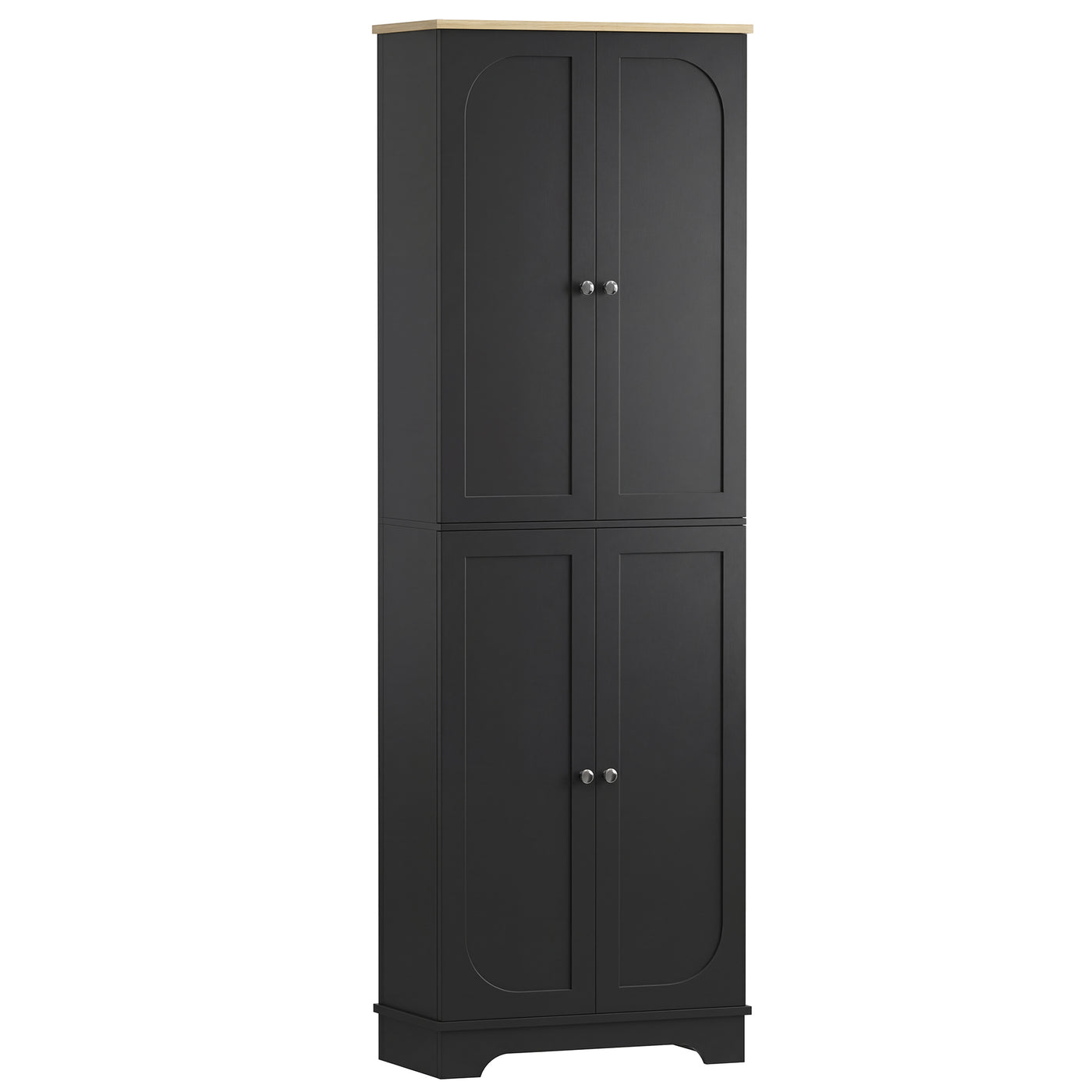 72" Tall Pantry Cabinet, Kitchen Pantry Cabinet with Adjustable Shelves, Storage Cabinet with 4 Doors, Black