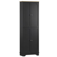 72" Tall Pantry Cabinet, Kitchen Pantry Cabinet with Adjustable Shelves, Storage Cabinet with 4 Doors, Black