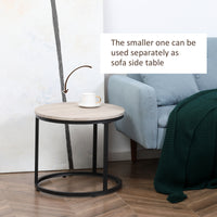 Nesting Coffee Tables Set of 2, Round Coffee Table with Metal Frame, Living Room Tables, Grey Wood Grain