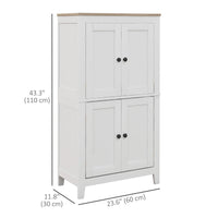 Bathroom Storage Cabinet, Modern Bathroom Floor Cabinet with 4 Doors and 2 Adjustable Shelves, White