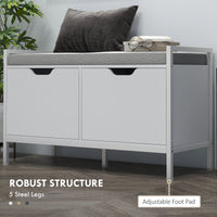 Shoe Storage Bench with Seat Cushion, Shoe Cabinet for Hallway, Entryway Bench, Supports 352lbs, White