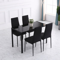 Modern Dining Chairs High Back Upholstered Linen Fabric with Metal Legs for Kitchen Black