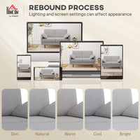 3 Seater Sofa, Velvet Upholstered Couch with Spring Cushions, Rubber Wood Legs and 2 Pillows, Grey