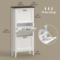 Shoe Cabinet with 3 Flip Drawers, Farmhouse Narrow Shoe Storage Cabinet with Adjustable Shelves, White