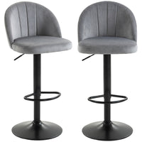 Bar Stools Set of 2, Swivel Counter Height Barstools with Footrest, Grey