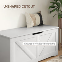 39.4 Inches Storage Chest, Storage Trunk with 2 Safety Hinges for Living Room, White Wood Grain