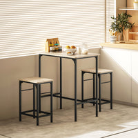3-Piece Dining Table Set for 2, Bar Table and 2 Stools for Kitchen, Living Room, Dining Room, Small Space, Natural Wood