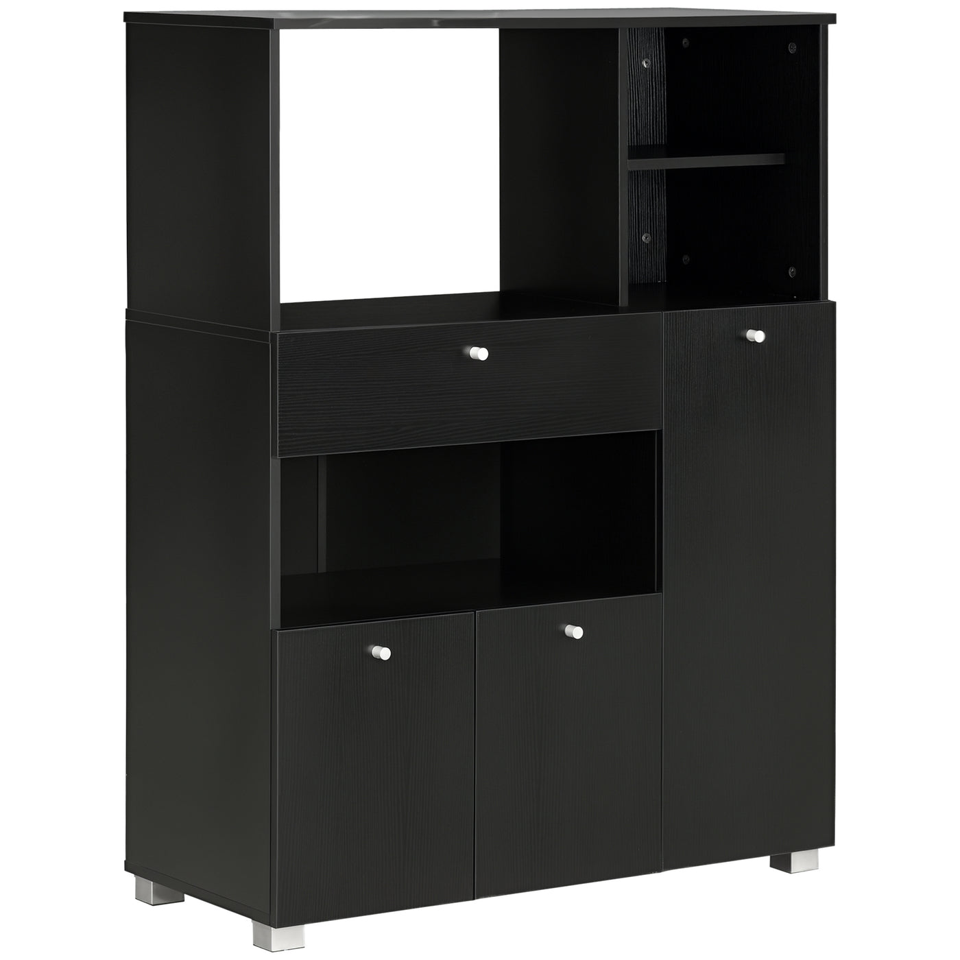 Compact Kitchen Pantry Buffet Server Hutch Storage Cabinet  with Microwave Oven Stand Drawer and Shelves, Black
