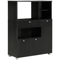 Compact Kitchen Pantry Buffet Server Hutch Storage Cabinet  with Microwave Oven Stand Drawer and Shelves, Black