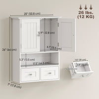 Bathroom Wall Cabinet, Medicine Cabinet, Over Toilet Storage Cabinet with Shelf and Drawers for Hallway, Living Room, White