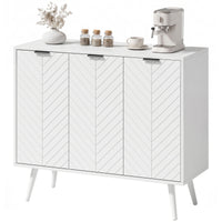 Modern Sideboard and Buffet, Dining Room Cabinet with Adjustable Shelves and 3 Doors, White