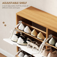 Shoe Storage Cabinet with 4 Flip Drawers and Adjustable Shelf, Shoe Cabinet for 8-16 Pairs of Shoes, Natural