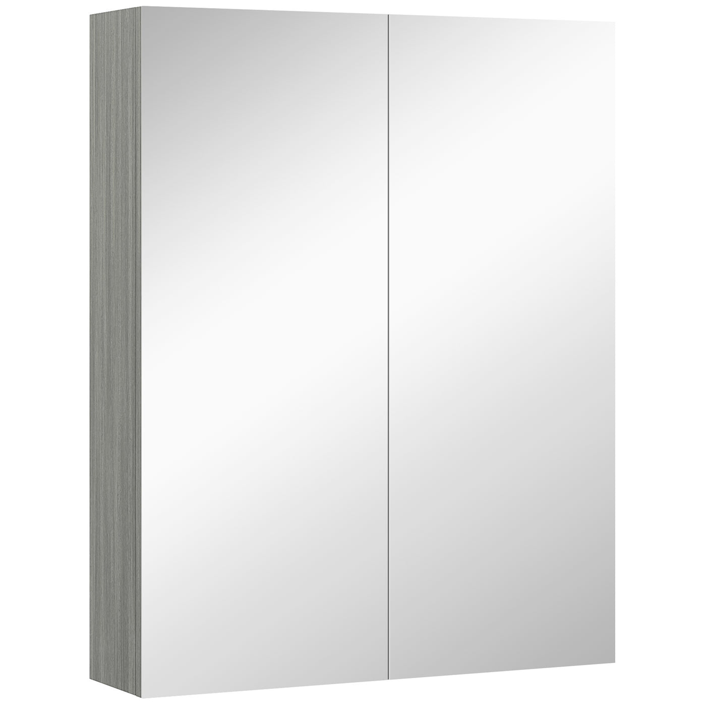 Wall Mount Mirrored Medicine Cabinet, Bathroom Mirror Cabinet with Adjustable Shelf, Double Soft Closing Doors, Grey
