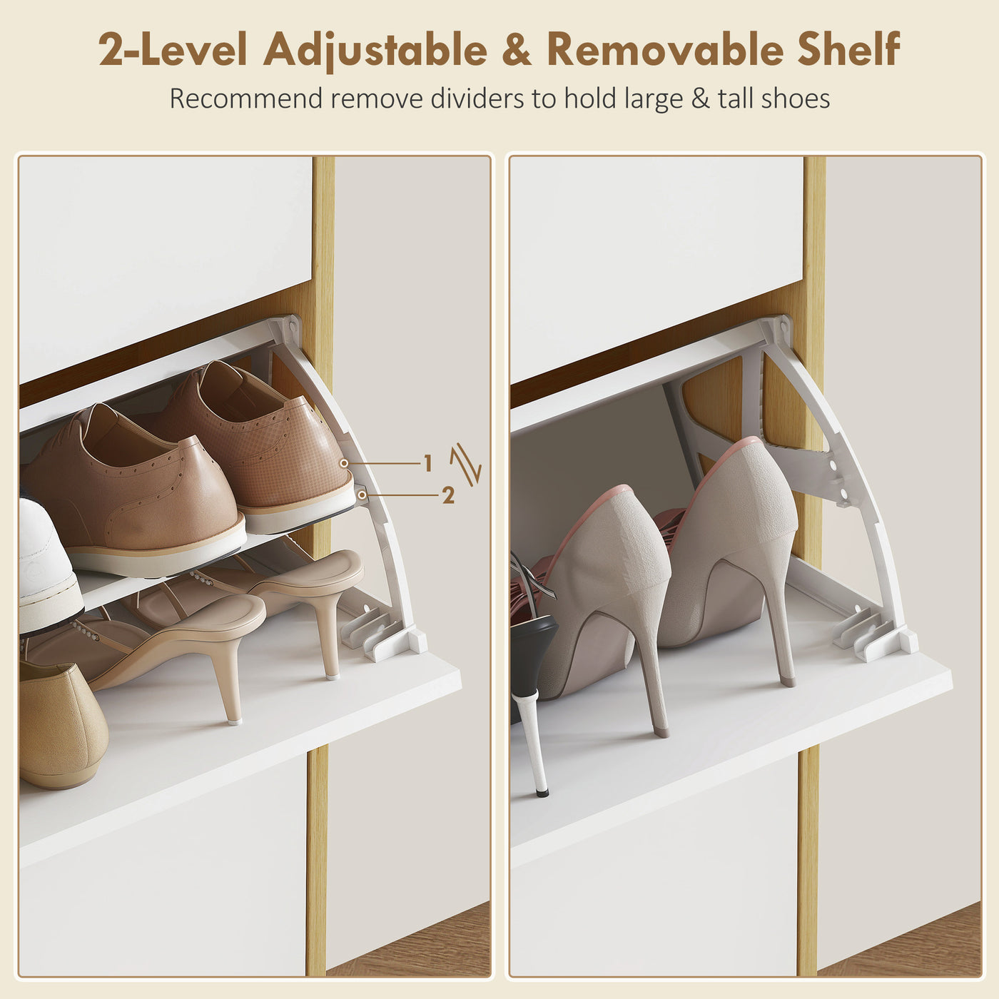 Narrow Shoe Cabinet, High Gloss Shoe Storage Cabinet with 3 Flip Drawers and Adjustable Shelves, Holds 24 Pairs, White