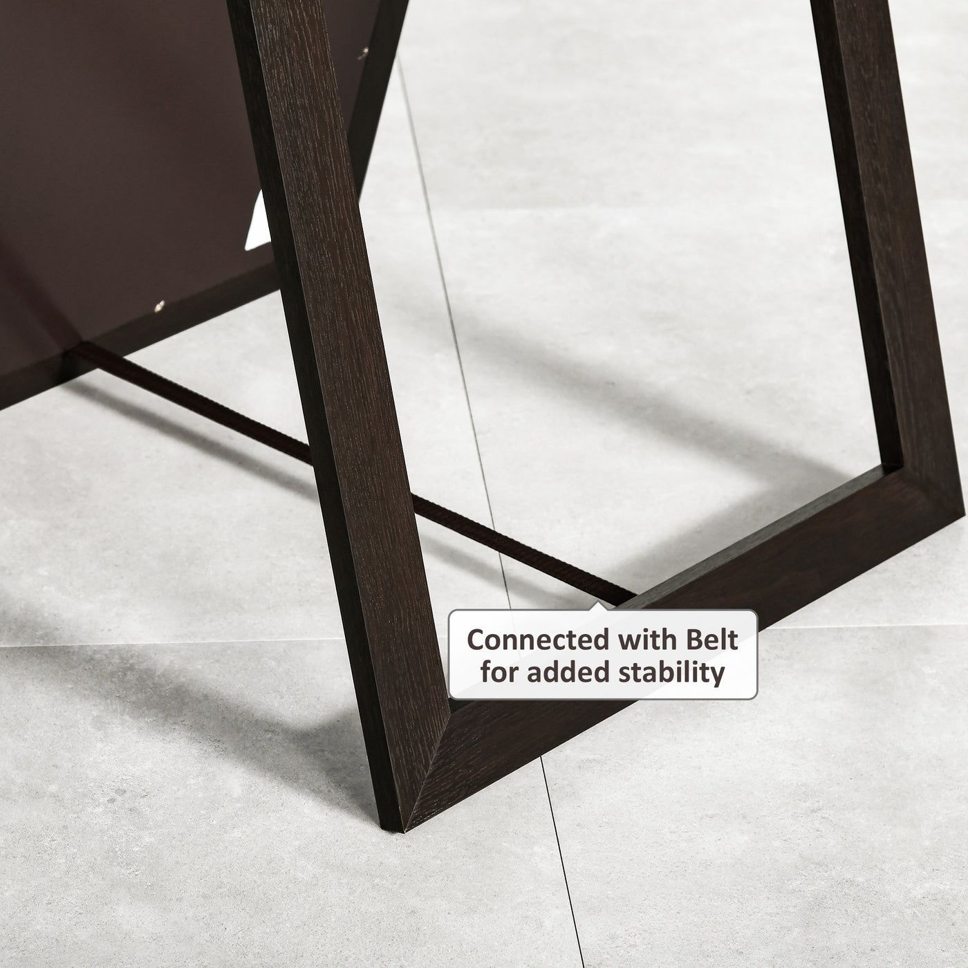 58" x 20" Full Length Mirror with Frame, Floor Standing Mirror, Rectangular Full Body Mirror for Bedroom, Living Room, Brown