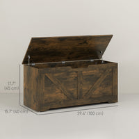 39.4 Inches Storage Chest, Storage Trunk with 2 Safety Hinges for Living Room, Brown Wood Grain