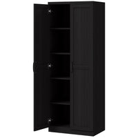 63" Kitchen Storage Cabinet, 5-tier Pantry Cabinet with Doors and Adjustable Shelves for Dining Room, Black