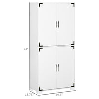 Farmhouse Kitchen Pantry Storage Cabinet with 4 Doors, Kitchen Cabinet with Shelves, White