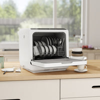 Countertop Dishwasher with Built-in 6L Water Tank, 5 Wash Programs, Touch Control, LED Display, Dual Water Supply, White