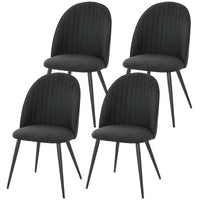 Set of 4 Modern Dining Chairs, Velvet Upholstered Kitchen Chairs with Steel Legs for Living Room, Black