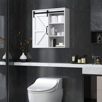 Bathroom Medicine Cabinet, Wall Cabinet with Sliding Door and Adjustable Shelf, 22.8" x 7.8" x 24.4", White
