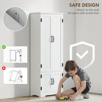 60" 4-Door Storage Cabinet Multi-Storey Large Space Pantry with Adjustable Shelves White