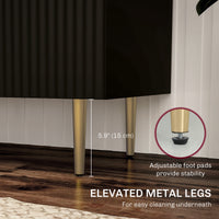Modern Kitchen Storage Cabinet, Sideboard Buffet Cabinet with Adjustable Shelves and Metal Legs for Kitchen, Black